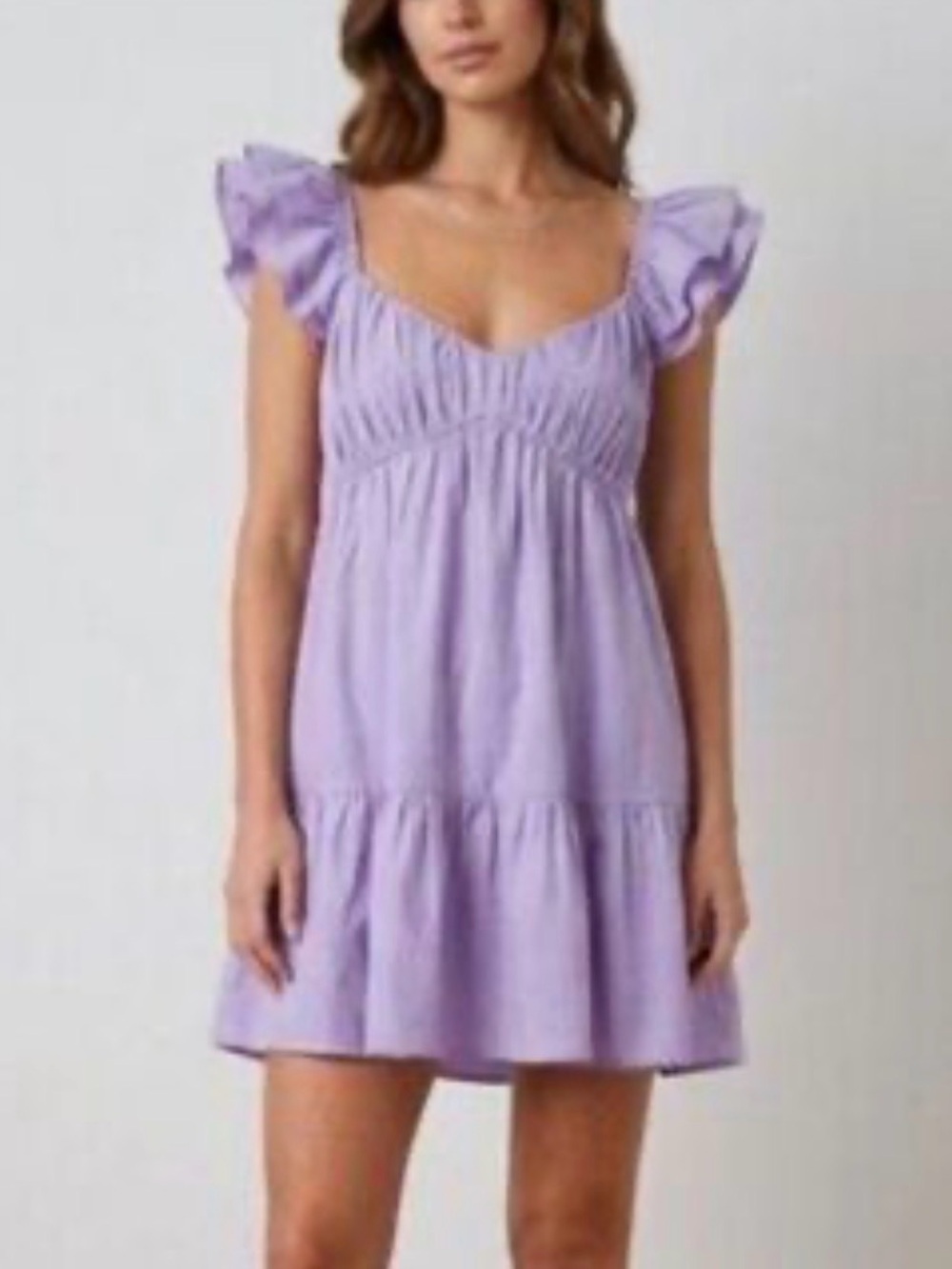 Abercrombie & Fitch Lavender Ruffle-Sleeve Mini Dress